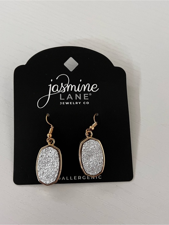 Jewelry - Jasmine Lane Jewelry Co Silver Druzy Style Drop Earrings Gold Tone NWT Hypoaller
